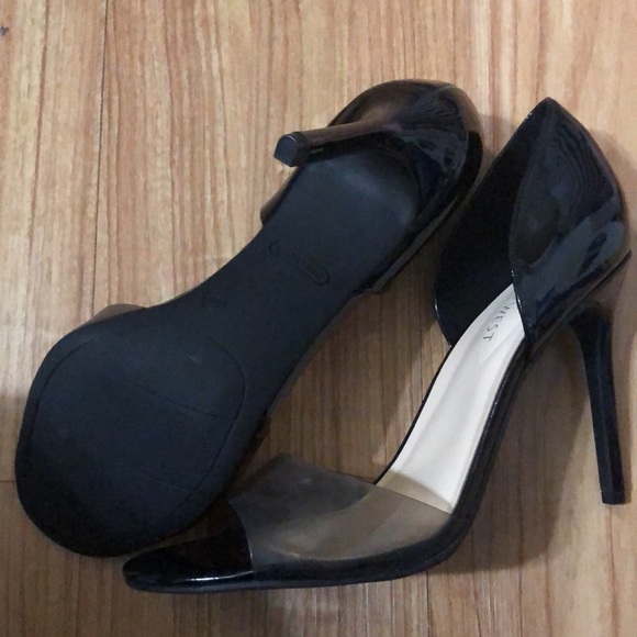 Nine West black patent smoke open toe stiletto d’orsay heels size 10 brand new - Picture 7 of 8